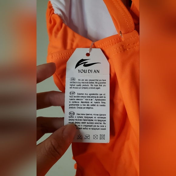 Women's Orange One Piece Swimsuit Size Small - Picture 3 of 6